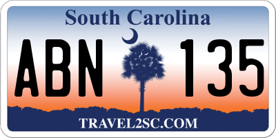 SC license plate ABN135