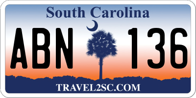 SC license plate ABN136