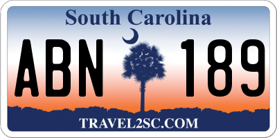 SC license plate ABN189