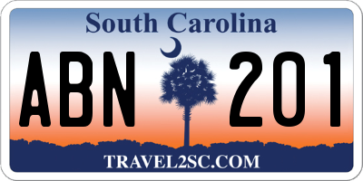 SC license plate ABN201