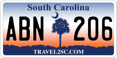 SC license plate ABN206