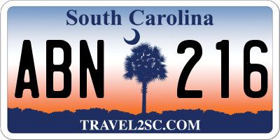 SC license plate ABN216