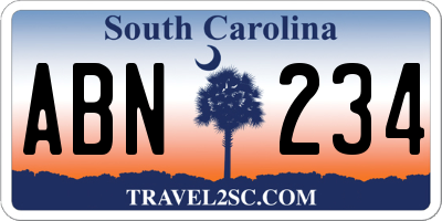 SC license plate ABN234