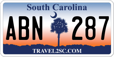 SC license plate ABN287