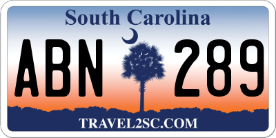 SC license plate ABN289