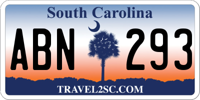 SC license plate ABN293