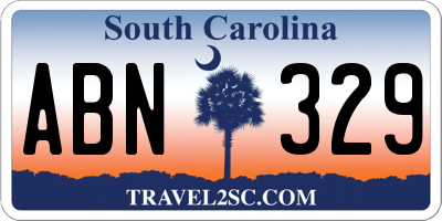 SC license plate ABN329