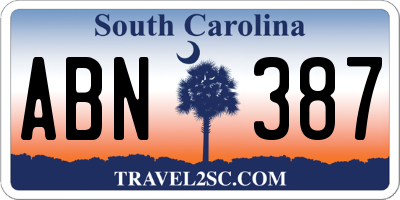 SC license plate ABN387