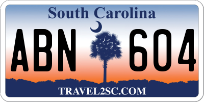 SC license plate ABN604