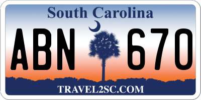 SC license plate ABN670