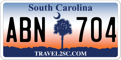 SC license plate ABN704