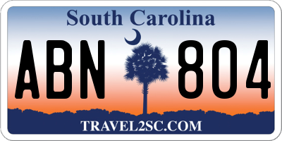 SC license plate ABN804