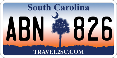 SC license plate ABN826