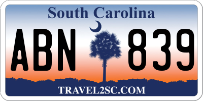 SC license plate ABN839