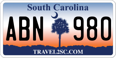 SC license plate ABN980