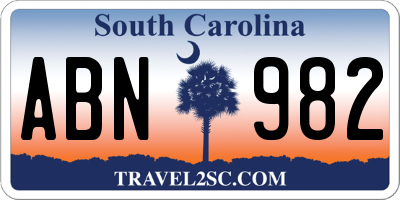 SC license plate ABN982