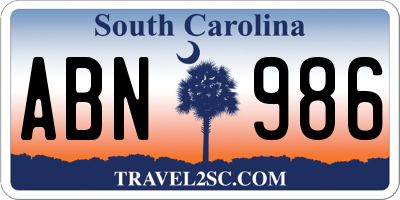 SC license plate ABN986