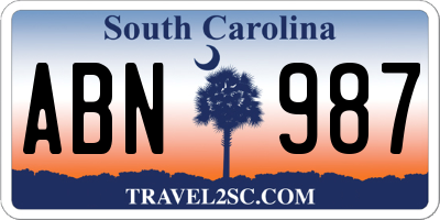 SC license plate ABN987