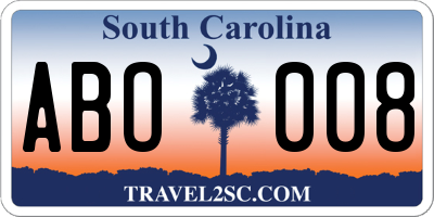 SC license plate ABO008