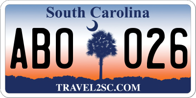 SC license plate ABO026
