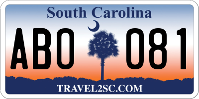 SC license plate ABO081