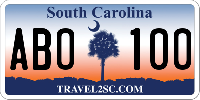SC license plate ABO100