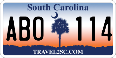 SC license plate ABO114