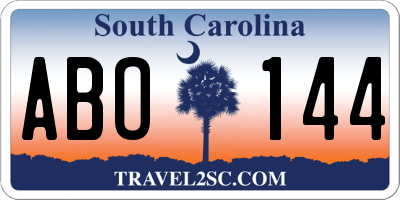 SC license plate ABO144