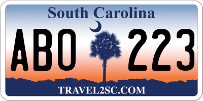 SC license plate ABO223