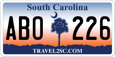 SC license plate ABO226