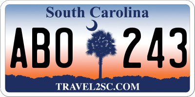 SC license plate ABO243