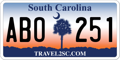 SC license plate ABO251