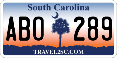 SC license plate ABO289