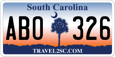 SC license plate ABO326