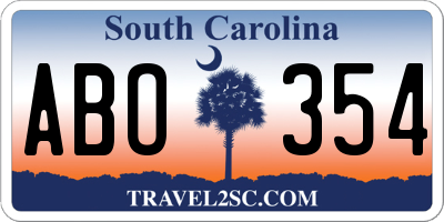 SC license plate ABO354