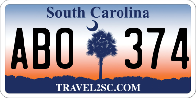 SC license plate ABO374