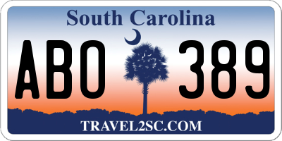 SC license plate ABO389