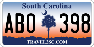 SC license plate ABO398
