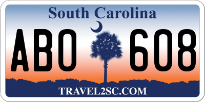 SC license plate ABO608