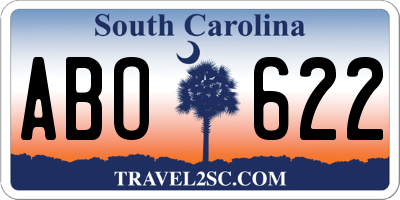 SC license plate ABO622