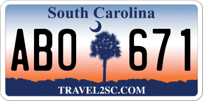 SC license plate ABO671