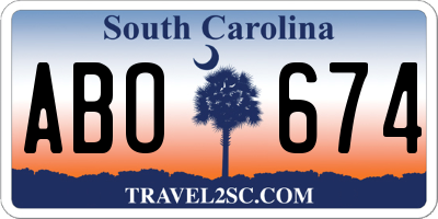 SC license plate ABO674