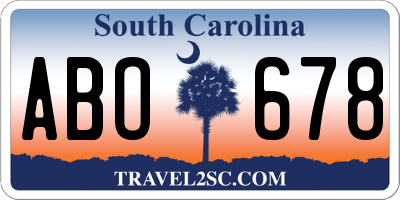 SC license plate ABO678