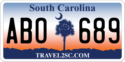 SC license plate ABO689