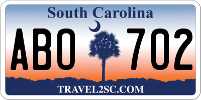 SC license plate ABO702