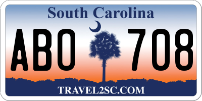 SC license plate ABO708