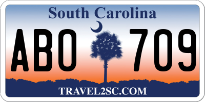 SC license plate ABO709