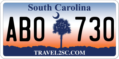 SC license plate ABO730