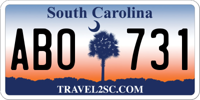 SC license plate ABO731