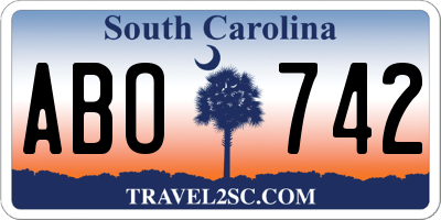 SC license plate ABO742